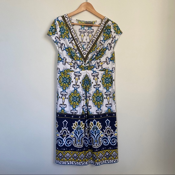 Printed V Neck Dress - Picture 3 of 7